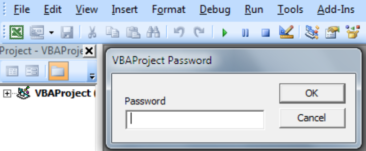 excel unlock vba project password